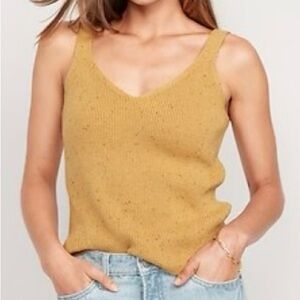 Old Navy Knit‎ V Neck Tank Top Speckled Mustard Yellow Size M